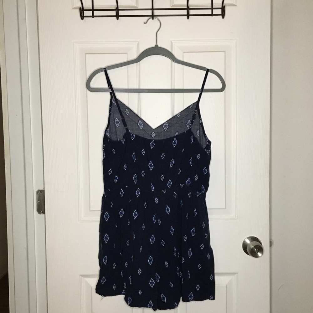 CHARMING CHARLIE Blue Black Boho Geometiric Pattern Summer Romper - Picture 4 of 4